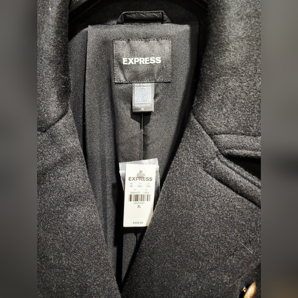 NWT Express Faux Wool Novelty Button Fitted Coat Size XL - Picture 7 of 16